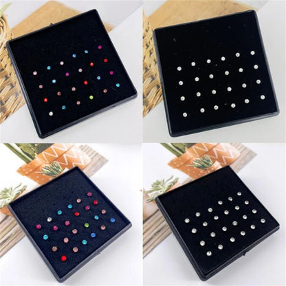 1Set 24pcs 1.8/2.5/3mm Surgical Steel Nose Rings Kit Hypoallergenic Studs Crystal Body Piercing Jewelry Accesories For Women Men