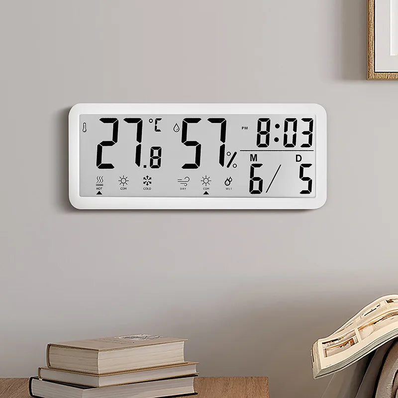 Digital Wall Clock LCD Screen Time Week and Temperature Display Electronic Clock Modern Desktop Alarm Clock Bedroom Home Decor