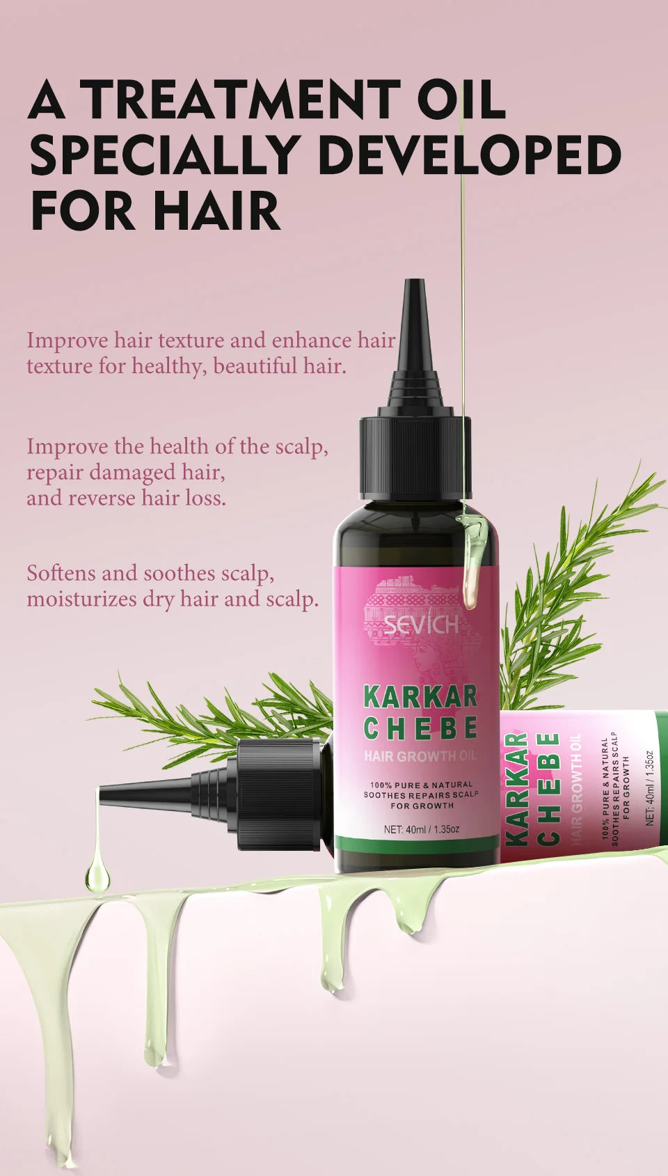 Chebe Fast Hair Growth Sevich Traction Alopecia Hair Karkar Oil Anti Hair Break Hair Strengthen Hair Loss Care Repair Damage