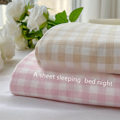 Flat Bed Sheets Plaid Soft Washed Universal Nordic Style Antibacterial Non-slip Thickerskin-friendly Twin Queen Full Size Adults