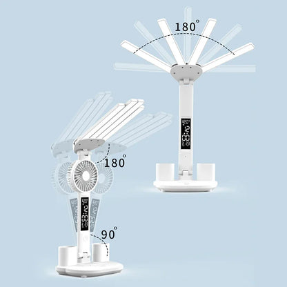 Wth Fan Table Lamps Rechargeabl Led Clock Dispaly Reading Table Lights Bedhead Living Room Decoration Touch Lighting Fixtures