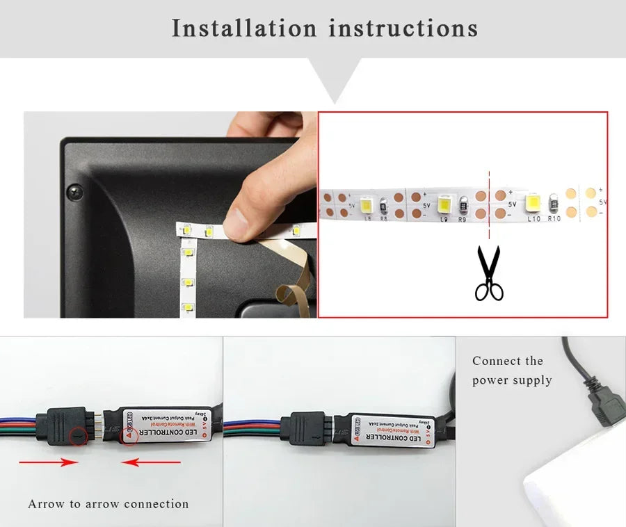 RGB LED Strip Light 5050 Bluetooth APP IR Remote Control USB 1M 2M 3M 4M 5M 10M 15M 20M 25M 30M Festival Deco Backlight For Home