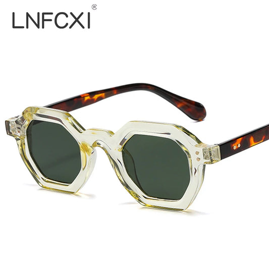 LNFCXI Fashion Small  Polygon Square Women Sunglasses Retro Rivets Men Shades UV400 Trending Outdoor Sports Sun Glasses