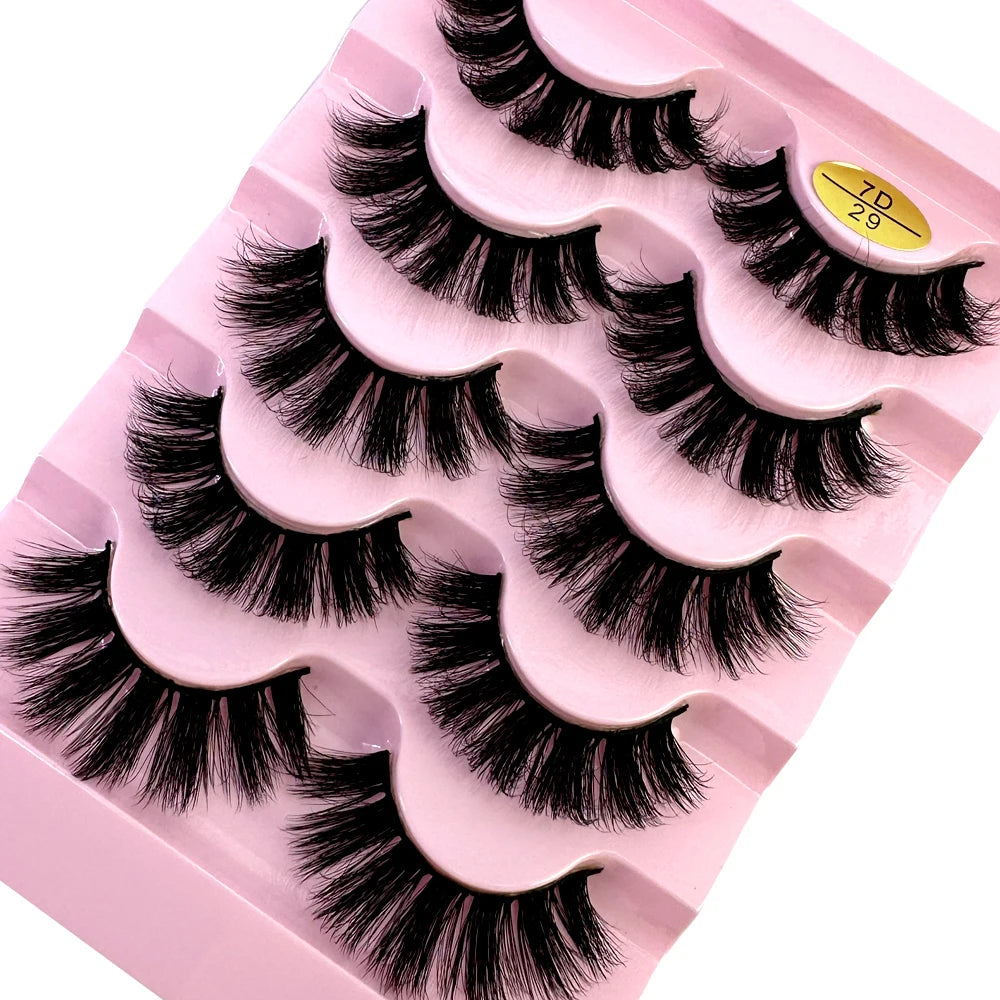 Cat eye Eyelashes 3D Natural False Lashes D Curl Fluffy Soft Cross 5 pairs Manga Lashes Wispy Natural Eyelash Extension Makeup