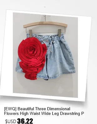 [EWQ] Fashion Green A-line Casual Denim Shorts For Women Streetwear 2024 Summer New Tide Tassel Wide Leg Hot Short Jeans 16Y8995