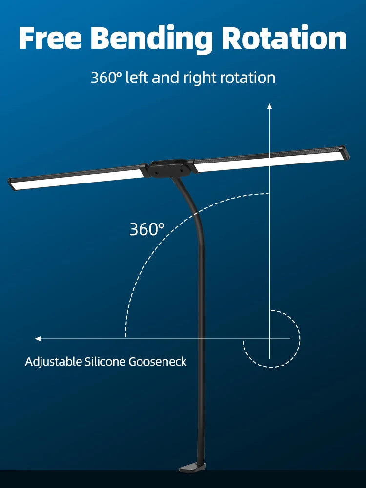 Double Head LED Desk Lamp Stepless Dimmable 24W USB Table Lamps Computer Monitor Light Reading Lights Eye Protection For Bedroom