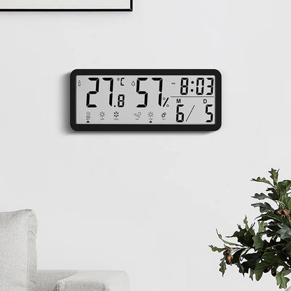 Digital Wall Clock LCD Screen Time Week and Temperature Display Electronic Clock Modern Desktop Alarm Clock Bedroom Home Decor