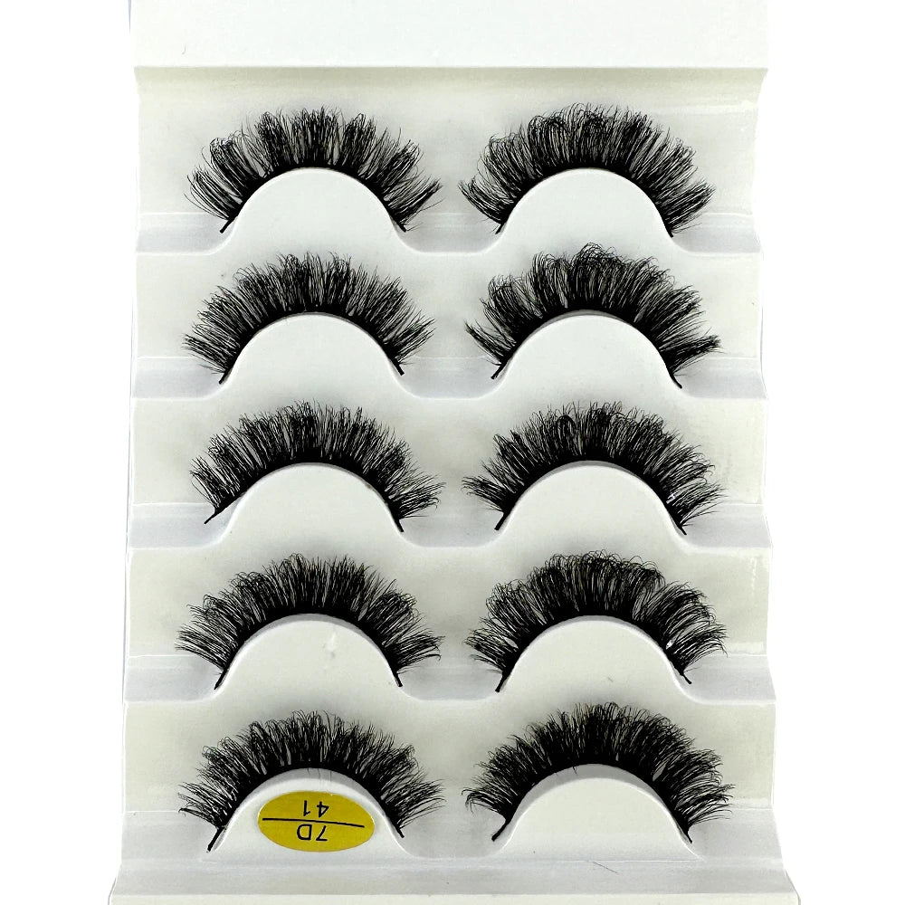 Cat eye Eyelashes 3D Natural False Lashes D Curl Fluffy Soft Cross 5 pairs Manga Lashes Wispy Natural Eyelash Extension Makeup