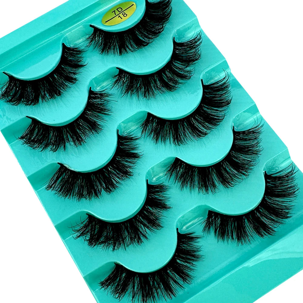 Cat eye Eyelashes 3D Natural False Lashes D Curl Fluffy Soft Cross 5 pairs Manga Lashes Wispy Natural Eyelash Extension Makeup