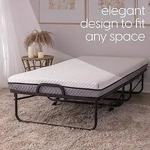 Deluxe Diplomat Folding Bed – with Luxurious Memory Foam Mattress and a Super Strong Sturdy Frame