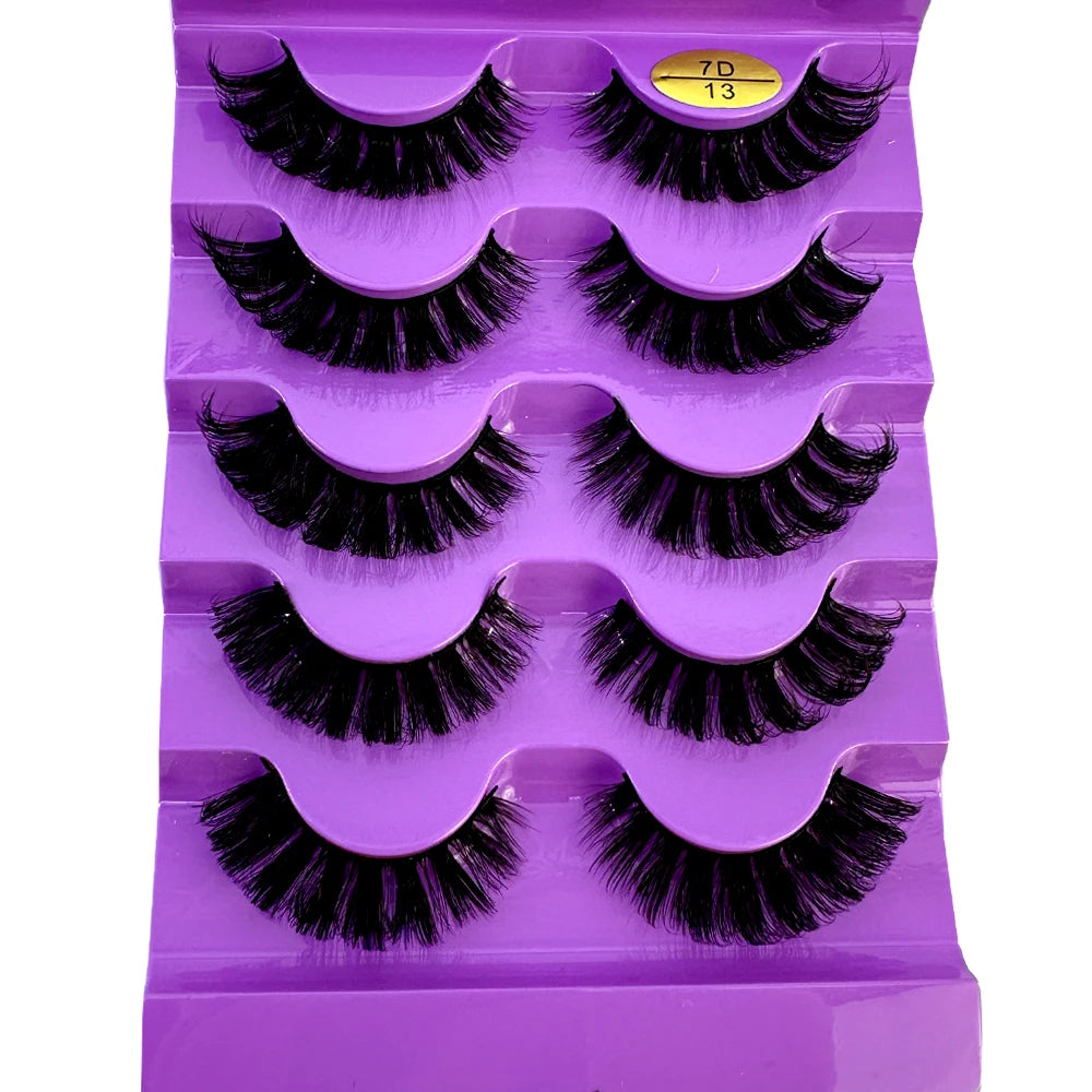 Cat eye Eyelashes 3D Natural False Lashes D Curl Fluffy Soft Cross 5 pairs Manga Lashes Wispy Natural Eyelash Extension Makeup