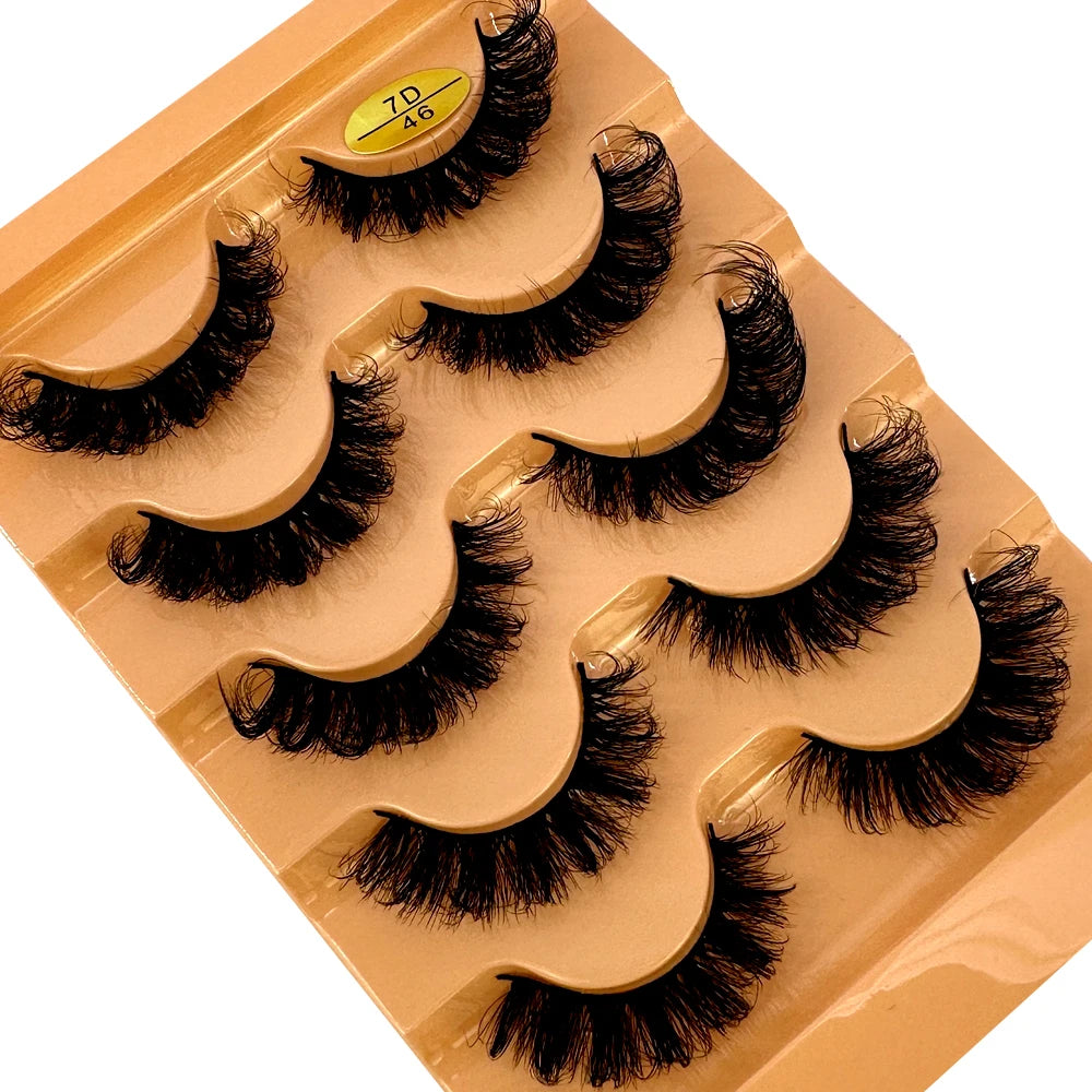 Cat eye Eyelashes 3D Natural False Lashes D Curl Fluffy Soft Cross 5 pairs Manga Lashes Wispy Natural Eyelash Extension Makeup