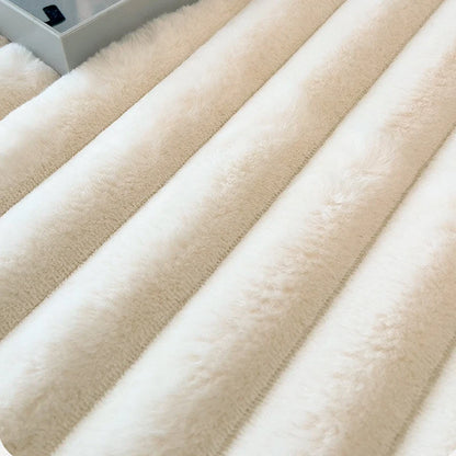 WOSTAR Fluffy rabbit plush elastic fitted sheet mattress protector cover warm winter coral fleece luxury double bed bedsheet 150