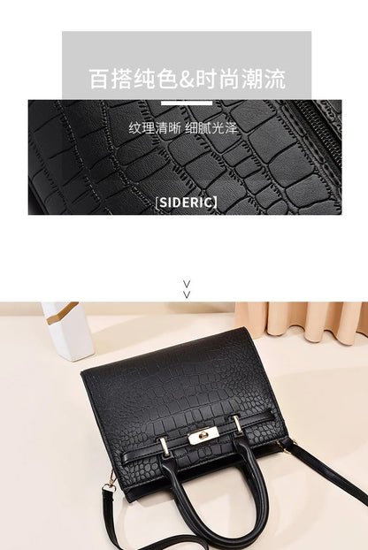 Leather Women Messenger Bags Crocodile Female Crossbody Shoulder Hand Bags for Women 2024 High Quality Ladies Simple Handbags