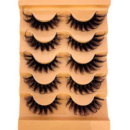 Cat eye Eyelashes 3D Natural False Lashes D Curl Fluffy Soft Cross 5 pairs Manga Lashes Wispy Natural Eyelash Extension Makeup