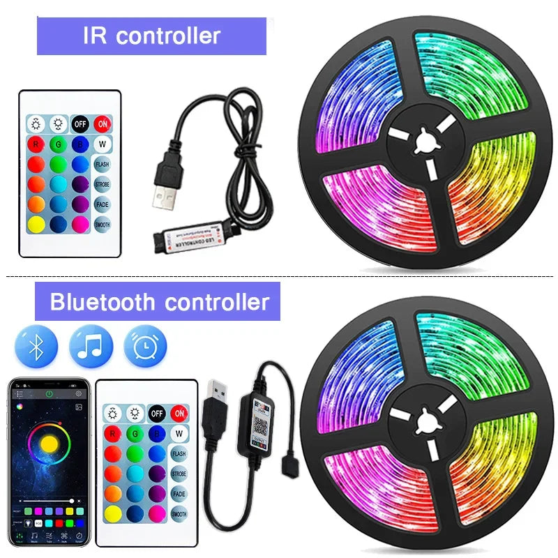 USB LED Strip Lights RGB 5050 Led Light Bluetooth App Control Flexible LED Lamp Ribbon For Room Decor TV BackLight Diode Tape