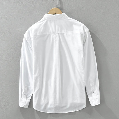 2024 Spring New White Patchwork Shirt for Men Cotton Loose Long Sleeve Shirts Fashion Men's Clothing