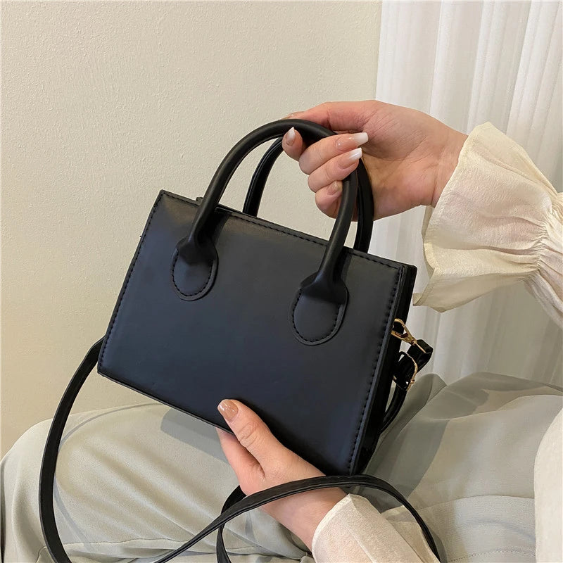 Minimalist Black Small Square Abg, All-Match Top Handle Purse, Classic Shoulder Bag For Work