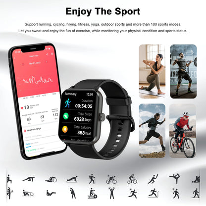 Blackview R50 smartwatch (Bluetooth call), voice assistant, large screen, women's health, sweat resistant aluminum alloy case si