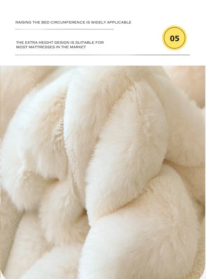 WOSTAR Fluffy rabbit plush elastic fitted sheet mattress protector cover warm winter coral fleece luxury double bed bedsheet 150